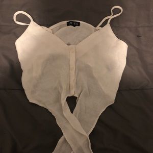 White crop top button down